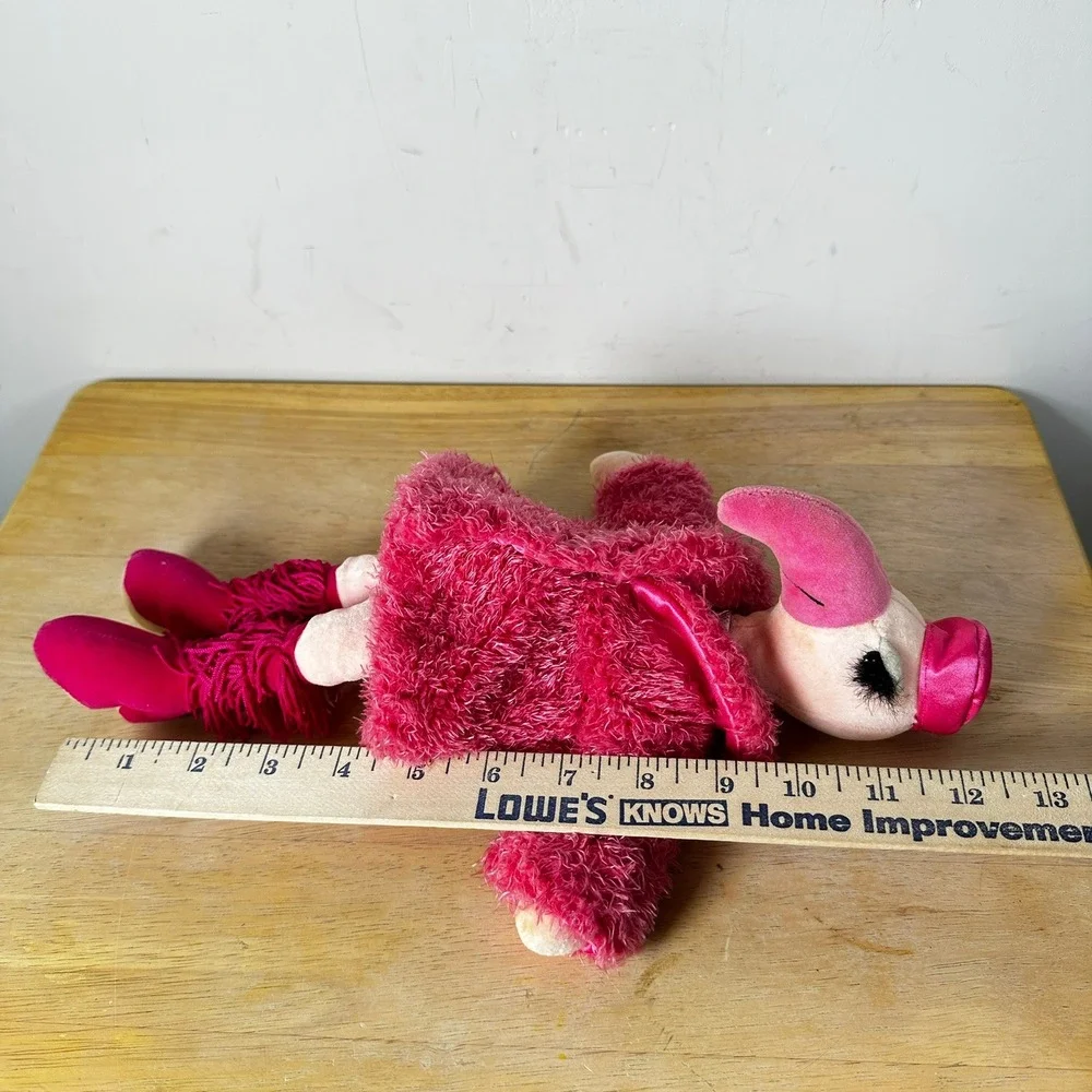 Jellycat Fur Coat Flamingo Plush Glam Pink Diva Bird Fringe Boots Hat Lashes